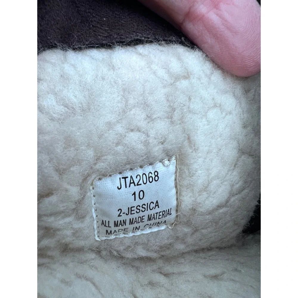 US Polo Assn Womens Jessica Brown Faux Suede Fur Pom Pom Winter Boots Size 10